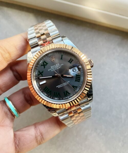 DateJust Men 41mm “wimbledon” RG and SS GMF GM Factory V2 Grey textured Dial Roman Markers with Jubilee Bracelet With tungsten steel