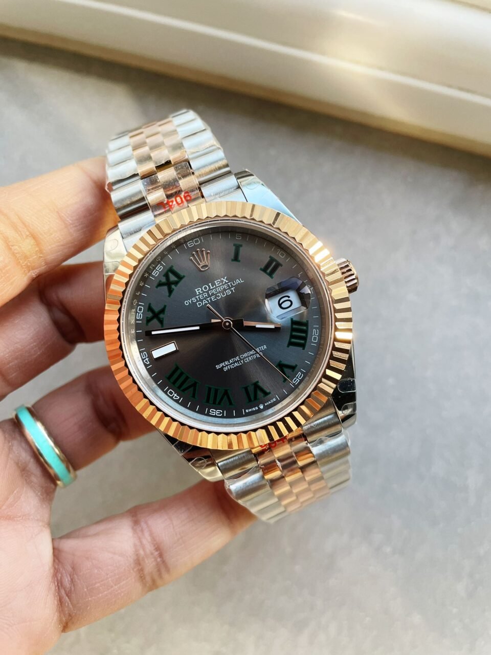 DateJust Men 41mm “wimbledon” RG and SS GMF GM Factory V2 Grey textured Dial Roman Markers with Jubilee Bracelet With tungsten steel