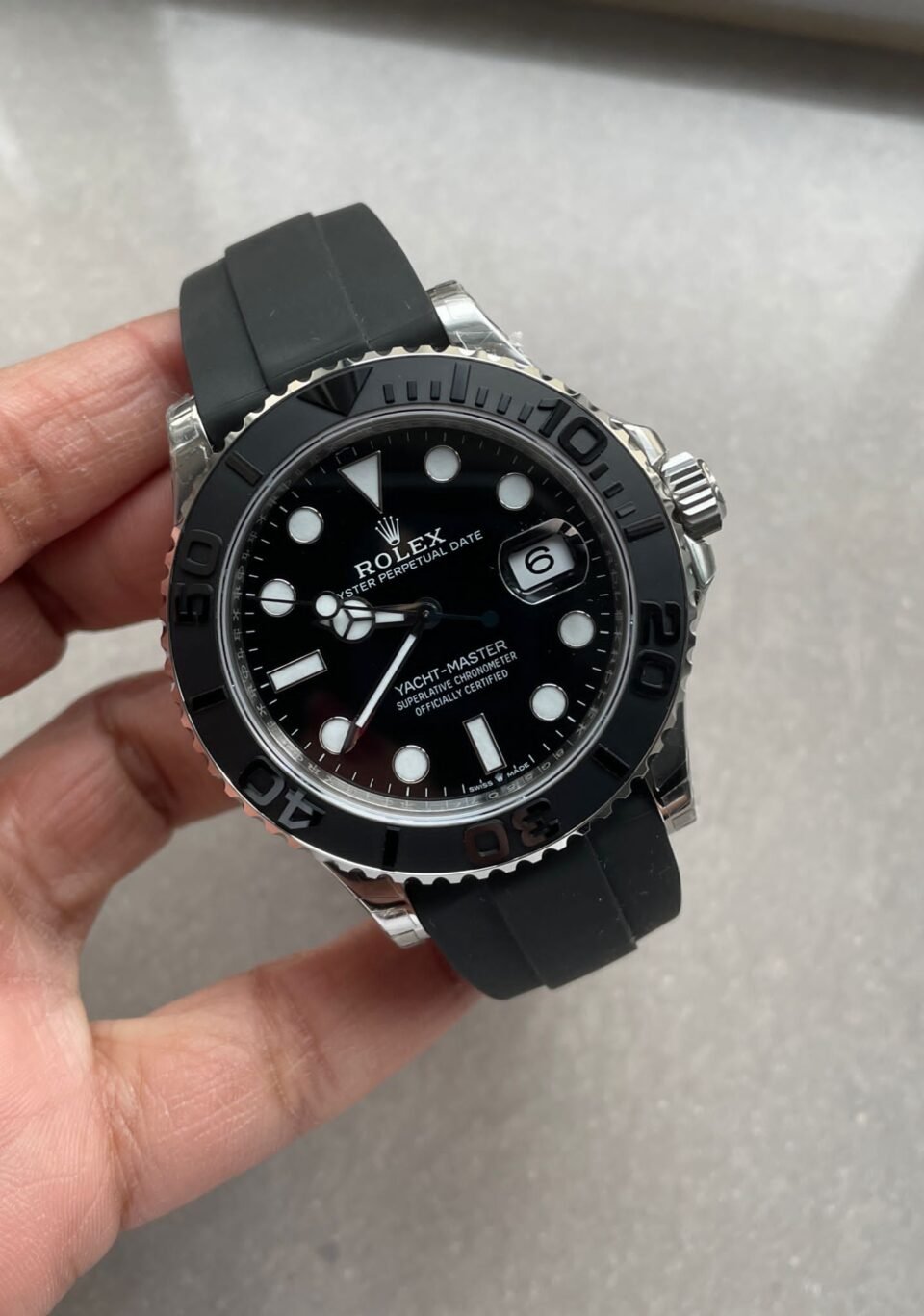 Yacht-Master 42mm 226659 VSF 1:1 Best Edition 3D Black Dial SS case Black Ceramic Bezel on Black Rubber Strap VS3235 - Image 7