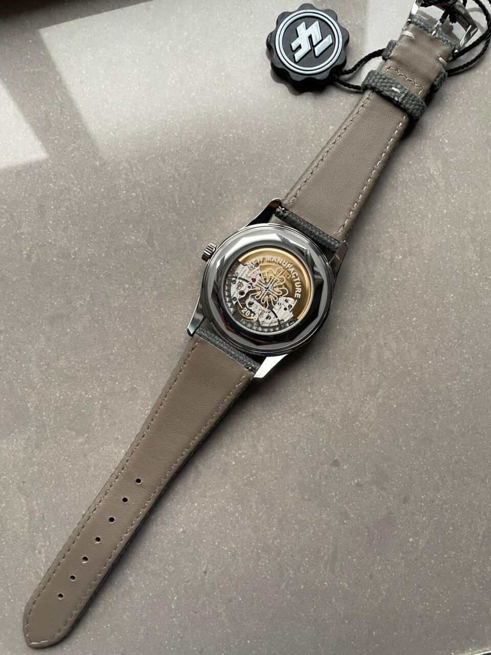 Calatrava 6007A-001 SS ZF 1:1 Best Edition Grey Dial on Grey Leather Strap A324CS - Image 10