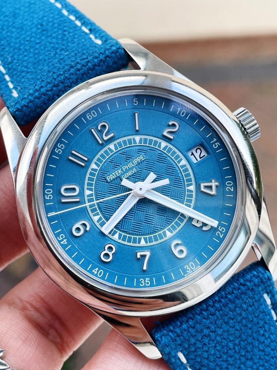 Calatrava 6007A-001 SS ZF 1:1 Best Edition Blue Dial on Blue Leather Strap A324CS - Image 6