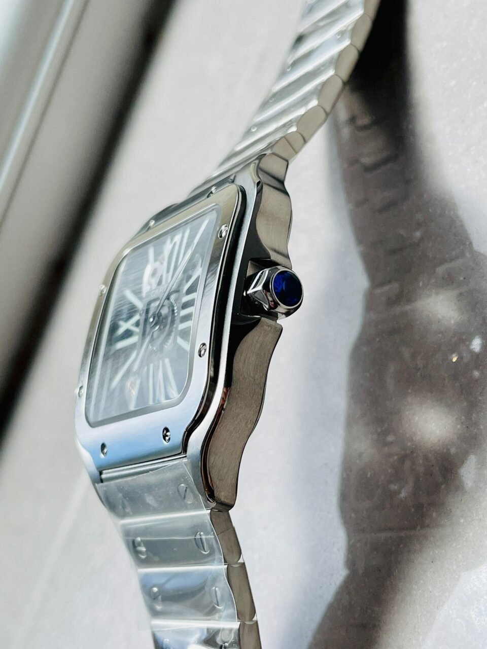 Santos skeleton SS TWF 40mm Best Edition Skeleton Dial on SS Bracelet Ronda Quartz - Image 10
