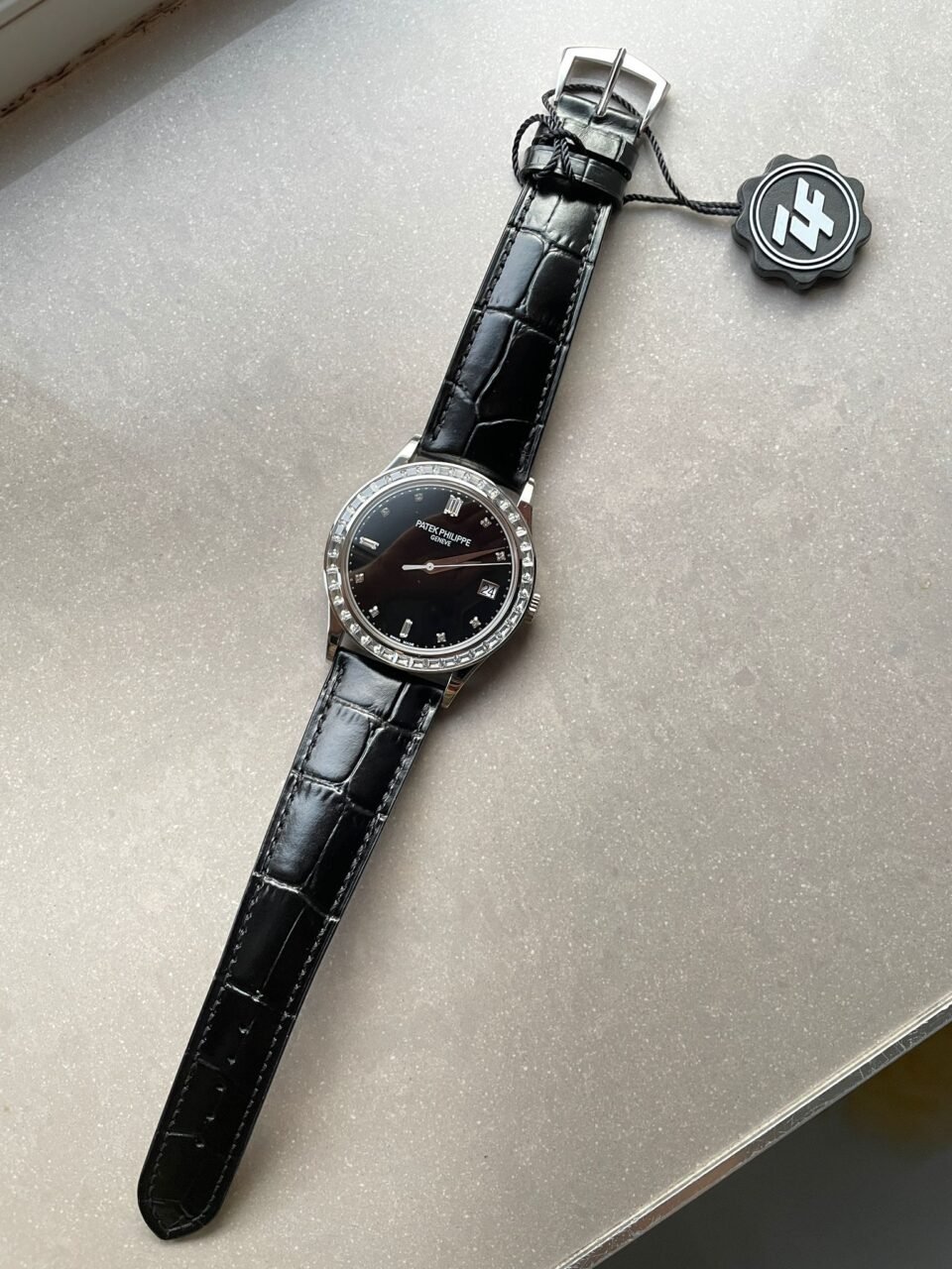 Calatrava ZF 5298p Date Sweep Seconds in Diamond Bezel Black Dial ZF factory - Image 2