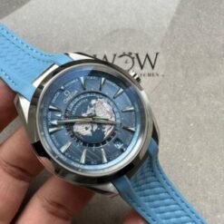 Aqua Terra GMT Worldtimer 43mm VSF 1:1 Best Edition Summer Blue Dial on Blue Rubber Strap A8938