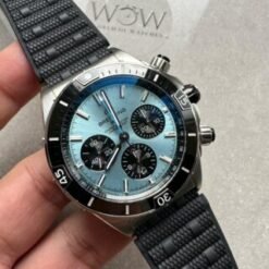 Chronomat B01 44mm SS BLSF 1:1 Best Edition Ice Blue Dial on Black Rubber Strap A7750 to Cal.01