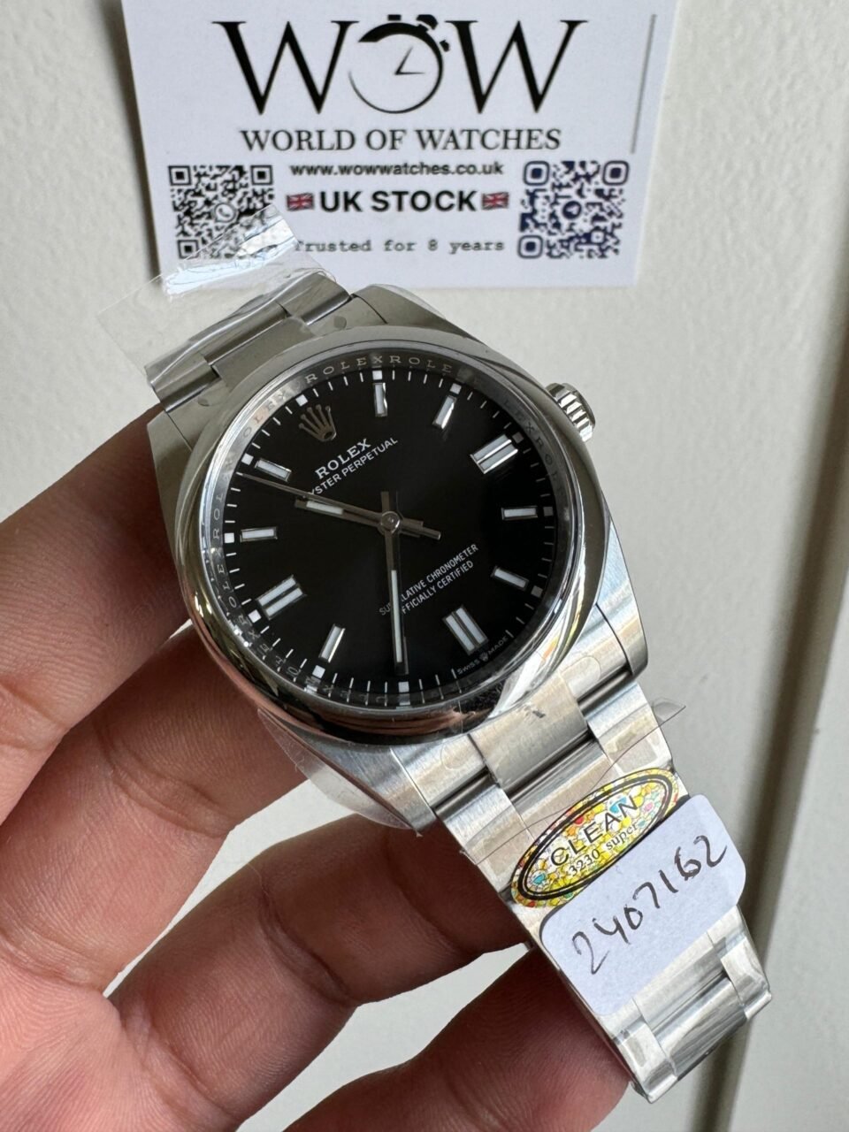 Oyster Perpetual 36mm 126000 904L SS Black Dial Sticks on SS Oyster Bracelet Clean VR3230