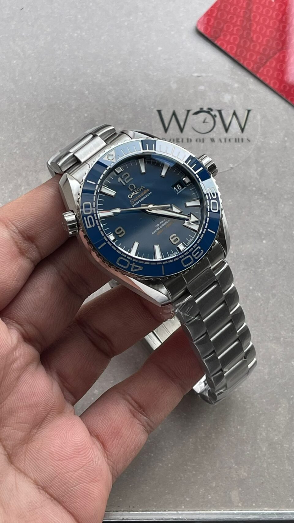 Planet Ocean 43.5mm SS VSF 1:1 Best Edition  blue ceramic Bezel blue Dial on SS Strap A8900 - Image 3