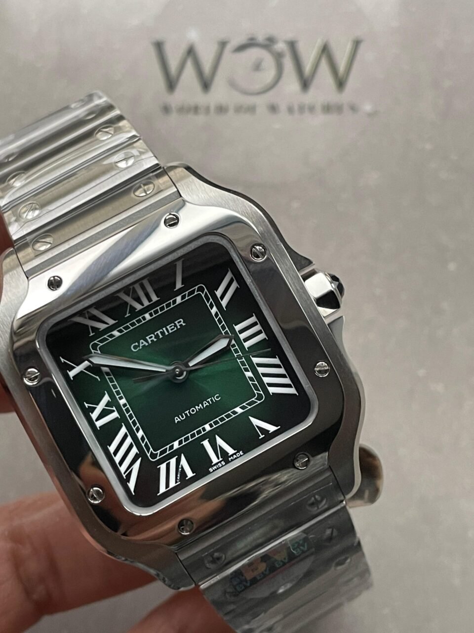 Santos de Cartier 35mm 2018 SS BVF 1:1 Best Edition Green Dial on SmartLinks Bracelet MIYOTA 9015 - Image 6