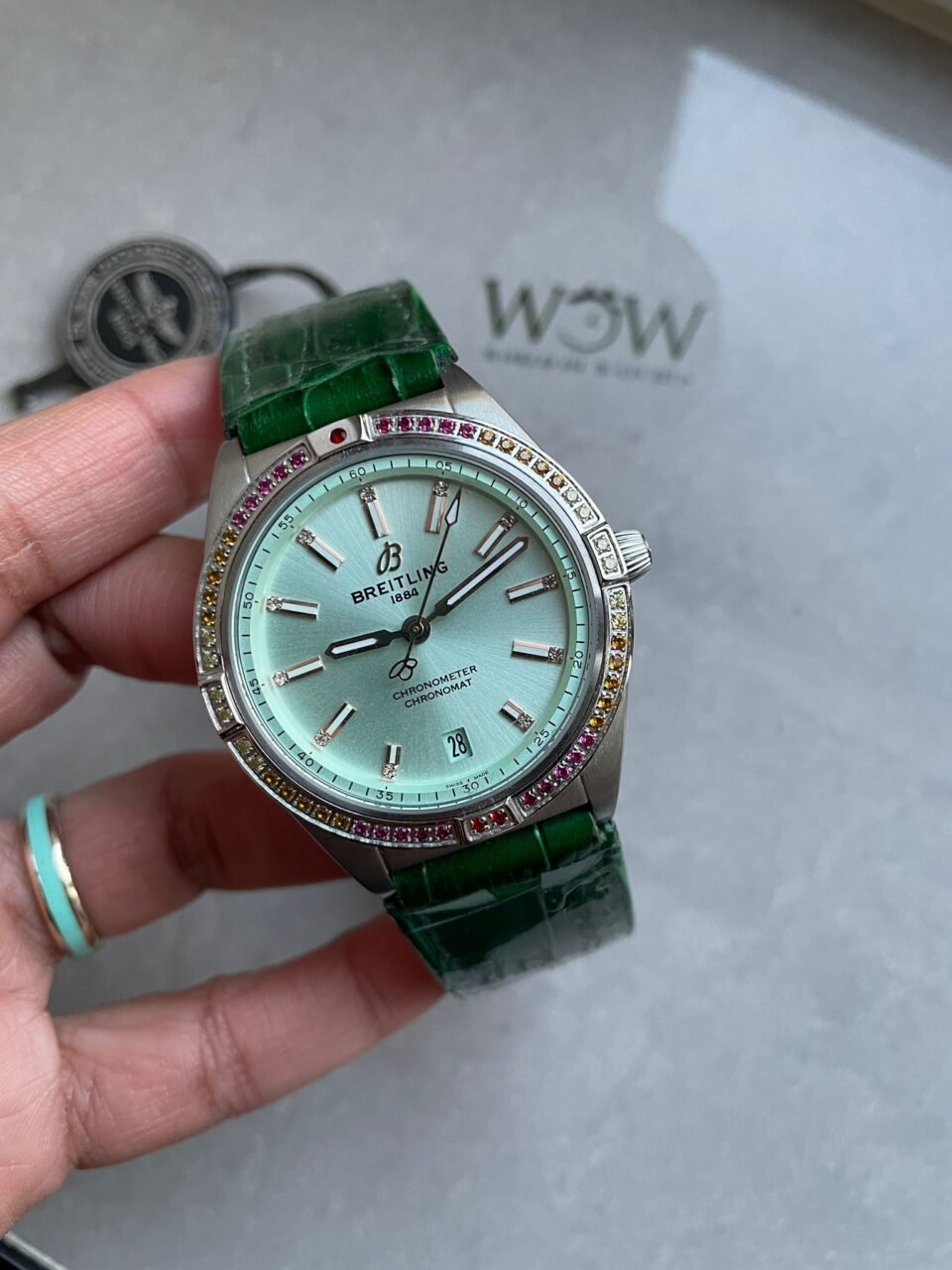 Chronomat 36mm u77310591u1 Green Leather strap Light Green dial GF Factory