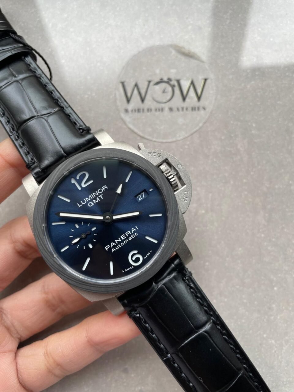 Luminor GMT PAM01279 TI Blue Dial Stick on Leather Strap VSF P9010