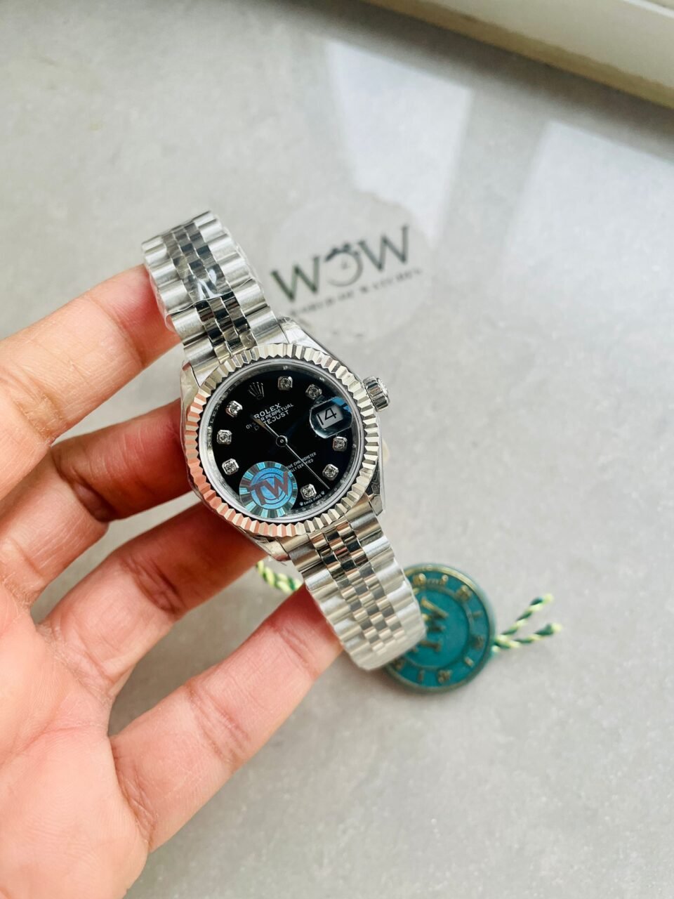 Datejust 28mm 904L SS Black Dial Diamond markers on SS Jubliee Bracelet