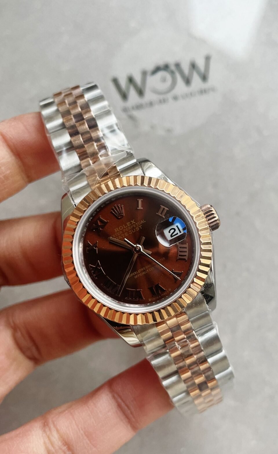 Datejust 28mm 904L RG/SS Brown Dial on RG/SS Jubliee Bracelet A2671 - Image 3
