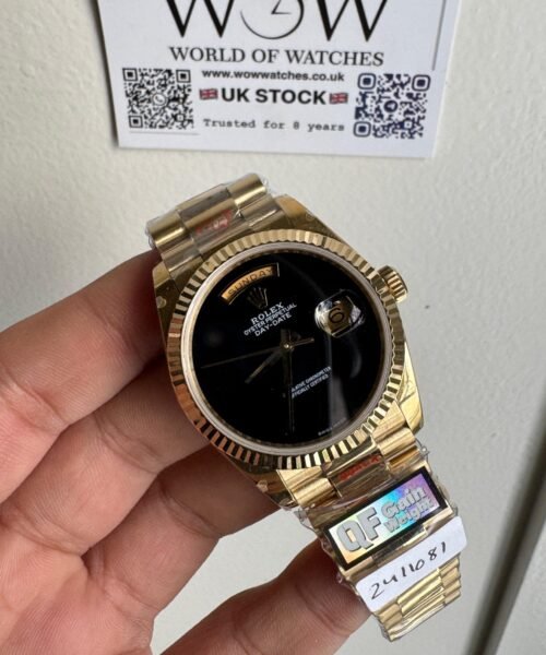 Day date 18238 QF YG 36mm 3255 Fluted bezel Onyx dial