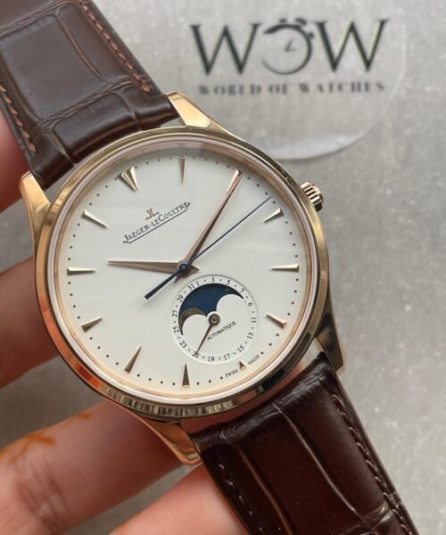 Master Ultra Thin Moon YG SS White Dial on Brown Leather Strap GF V4 MY9015
