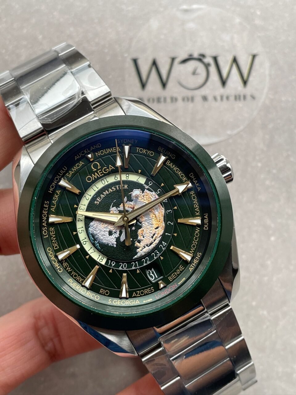 Seamaster Aqua Terra Worldtimer VSF 1:1 Best Edition Green Dial on SS Bracelet A8938 - Image 2