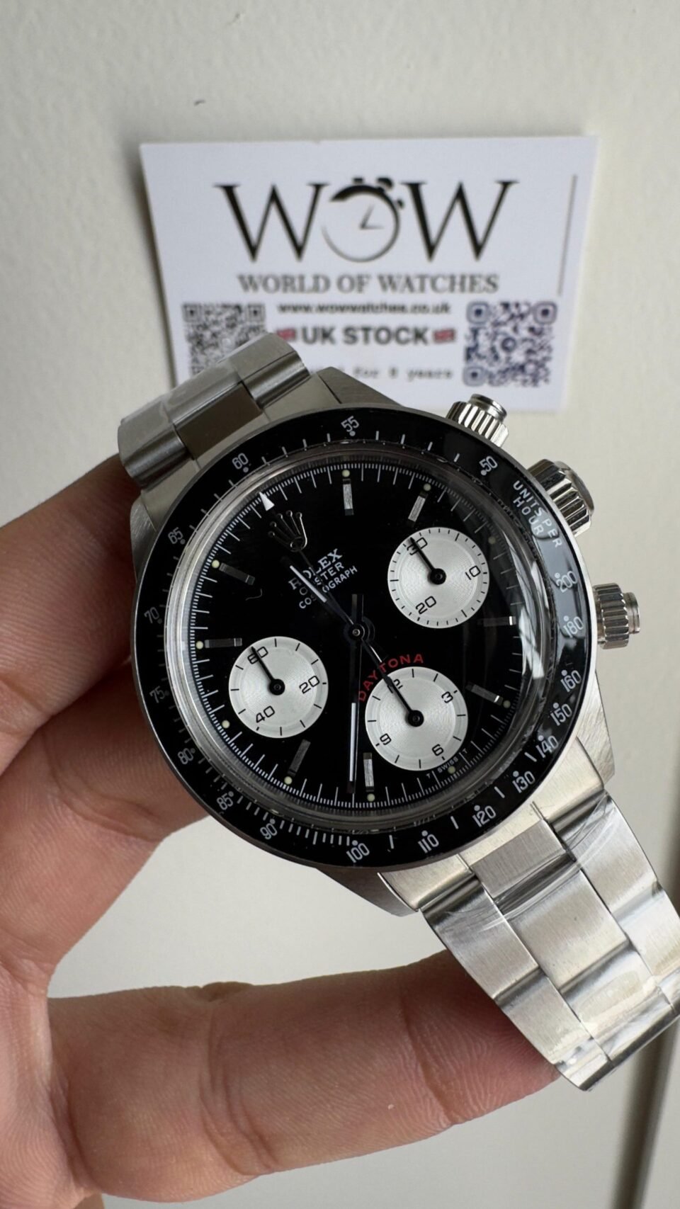 Daytona 6263 SS JKF Best Edition Black Dial White Subdials Black Tachymeter Bezel on SS Bracelet Venus 75