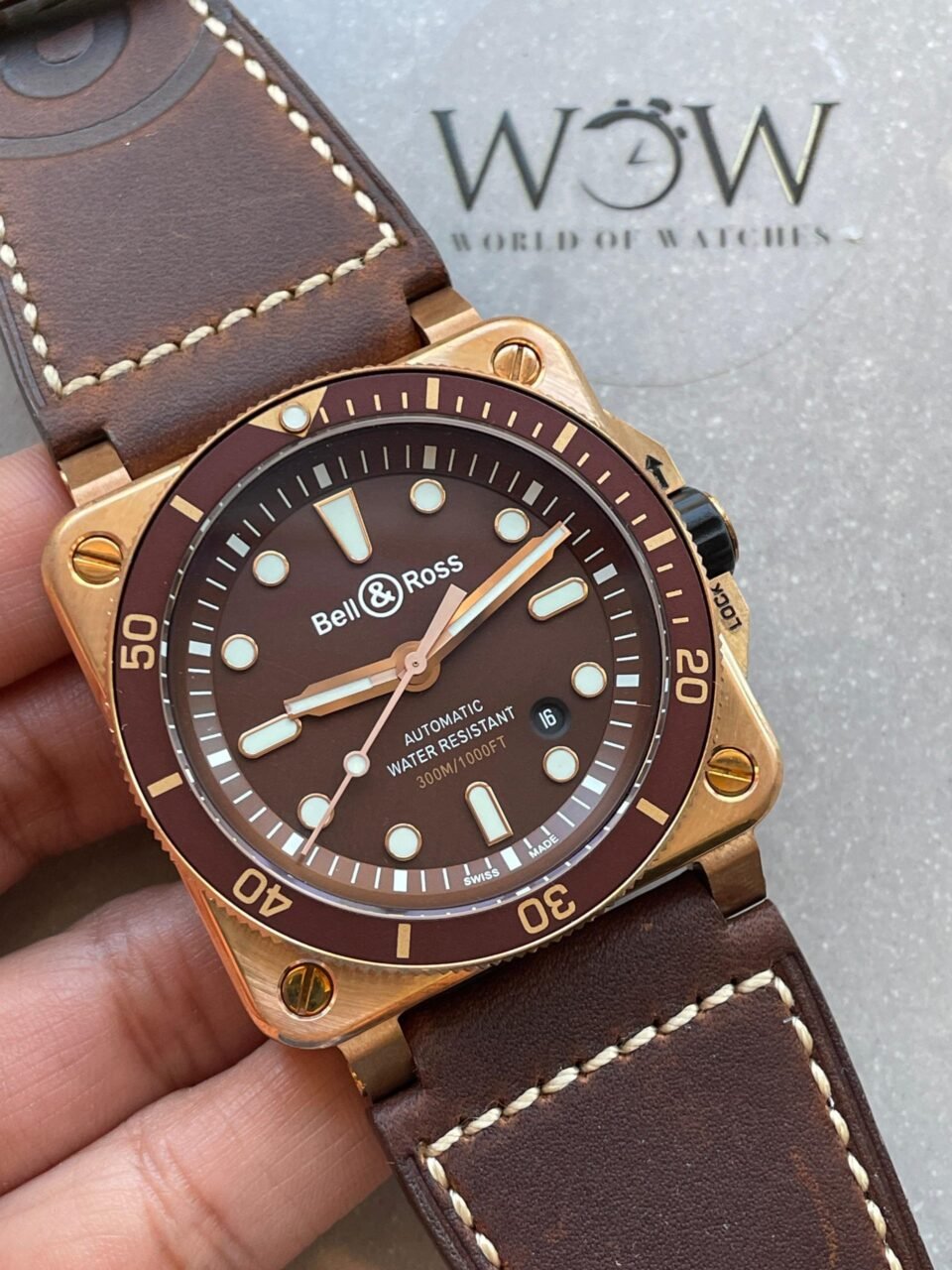 BR03-92 Diver 42mm Bronze BRF Brown Dial on Leather Strap A2824 - Image 2