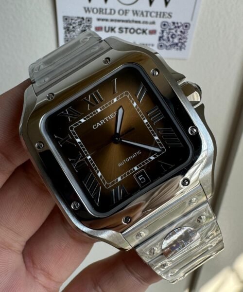 Santos de Cartier 40mm SS BVF 1:1 Best Edition Brown Dial on SS SmartLinks Bracelet MIYOTA 9015