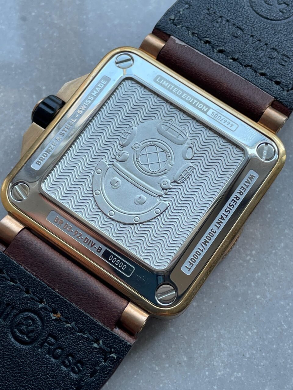 BR03-92 Diver 42mm Bronze BRF White Dial on Leather Strap A2824 - Image 12