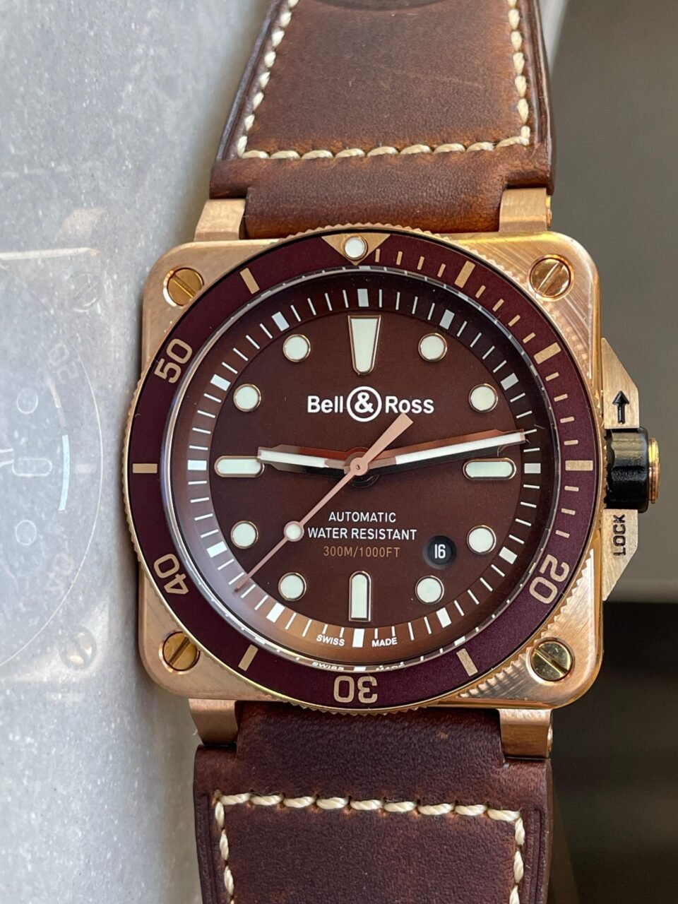 BR03-92 Diver 42mm Bronze BRF Brown Dial on Leather Strap A2824 - Image 7