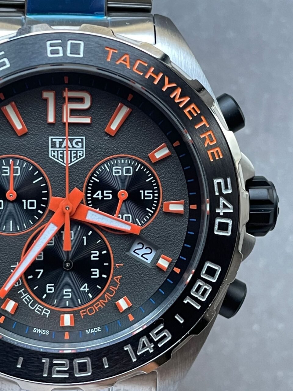 TAG Formula 1  Chronograph CAZ101AH.BA0842 43mm OGF SS Strap Grey orange dial - Image 5