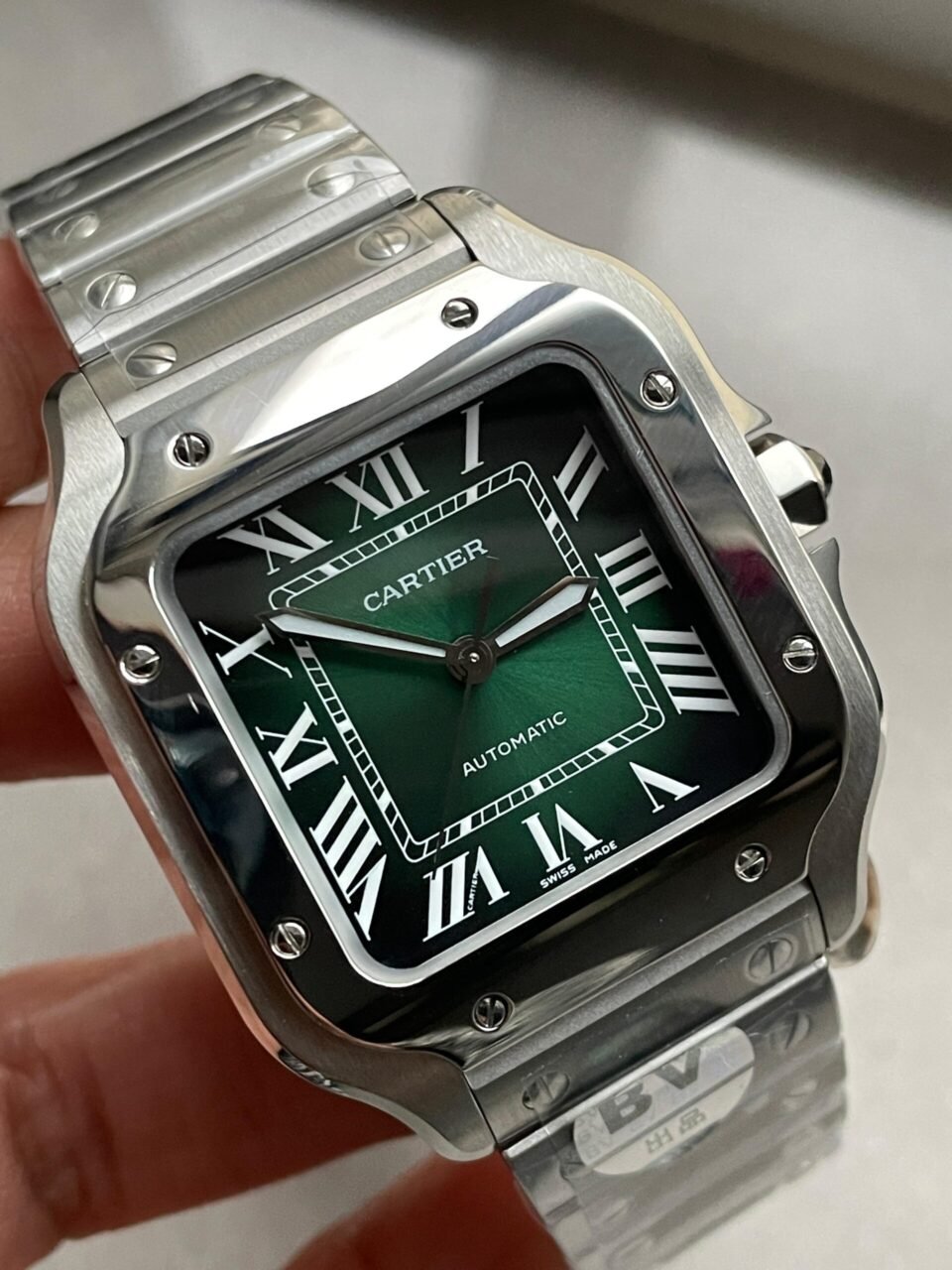 Santos de Cartier 35mm 2018 SS BVF 1:1 Best Edition Green Dial on SmartLinks Bracelet MIYOTA 9015 - Image 2