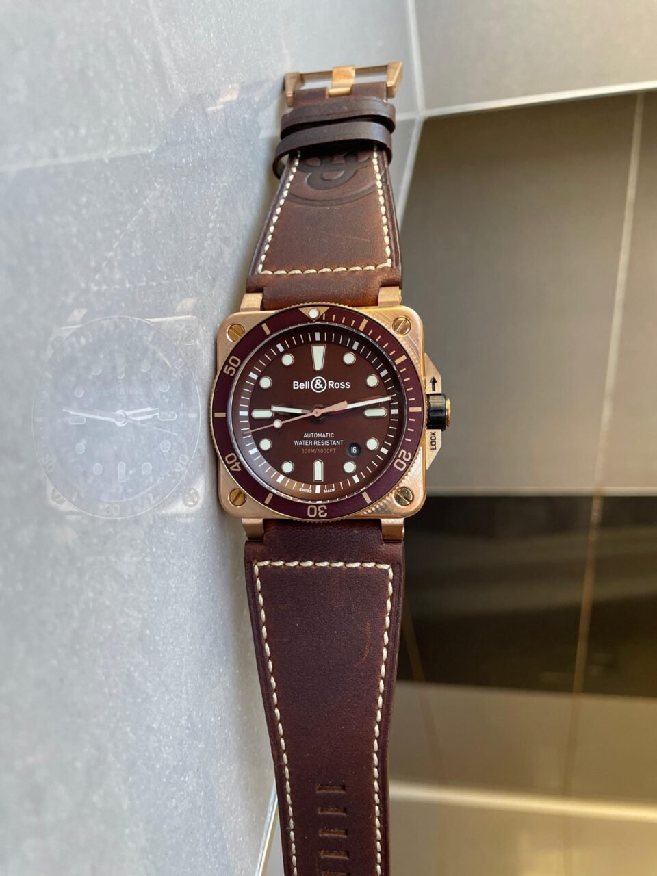 BR03-92 Diver 42mm Bronze BRF Brown Dial on Leather Strap A2824 - Image 6