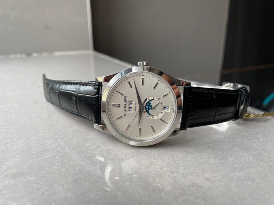 Annual Calendar Moonphase 5396 SS ZF 1:1 Best Edition White/Blue Dial on Black Leather Strap A324 - Image 5