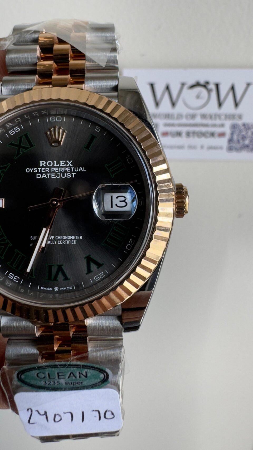 Datejust 41mm 126334 "Wimbledon" 904L RG Fluted Bezel Slate Dial on SS and RG Jubilee Bracelet Clean VR3235 - Image 5