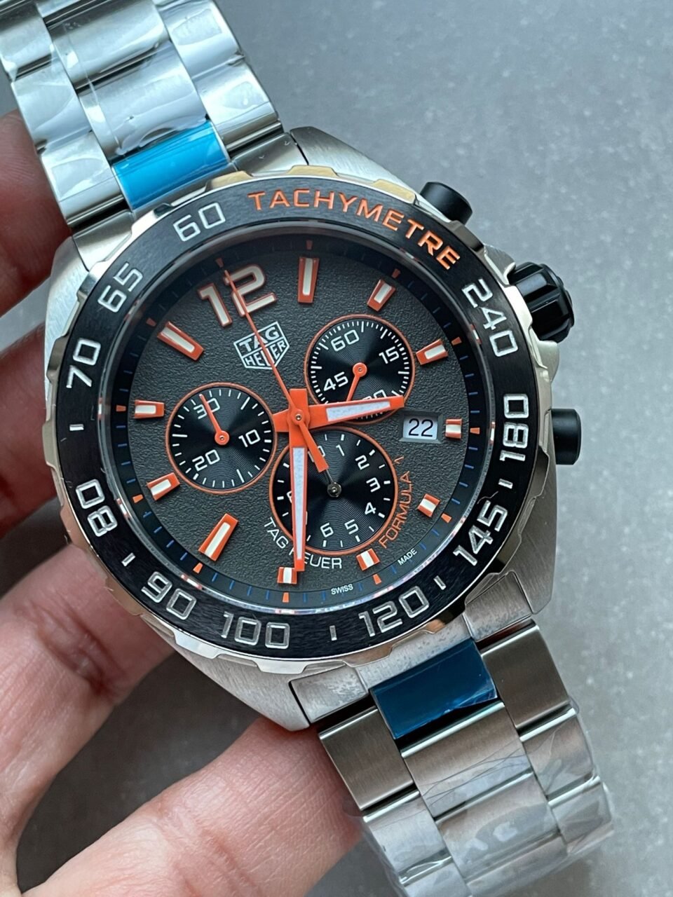 TAG Formula 1  Chronograph CAZ101AH.BA0842 43mm OGF SS Strap Grey orange dial - Image 3