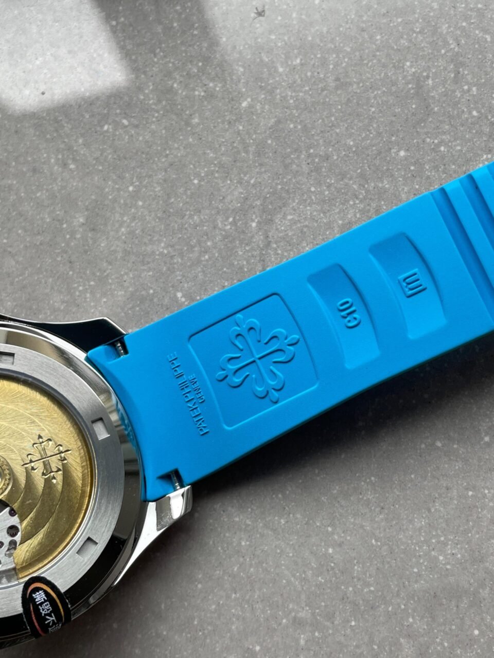 Aquanaut 5168G 42mm SS 3KF 1:1 Best Edition Black Dial on Light Blue Rubber Strap A324 V2 - Image 9