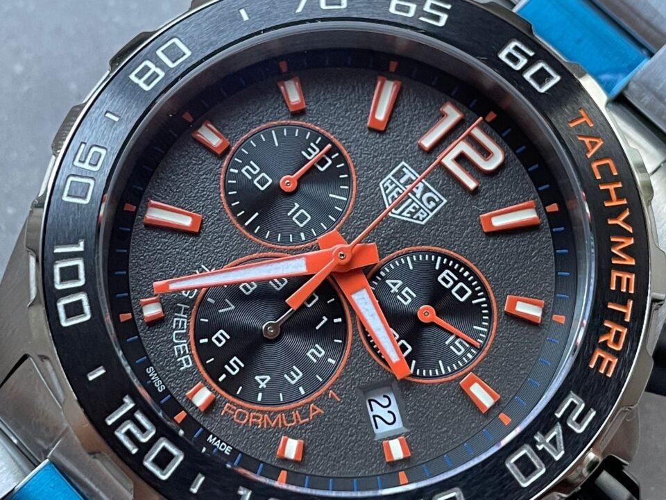 TAG Formula 1  Chronograph CAZ101AH.BA0842 43mm OGF SS Strap Grey orange dial - Image 4