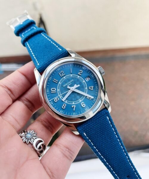 Calatrava 6007A-001 SS ZF 1:1 Best Edition Blue Dial on Blue Leather Strap A324CS