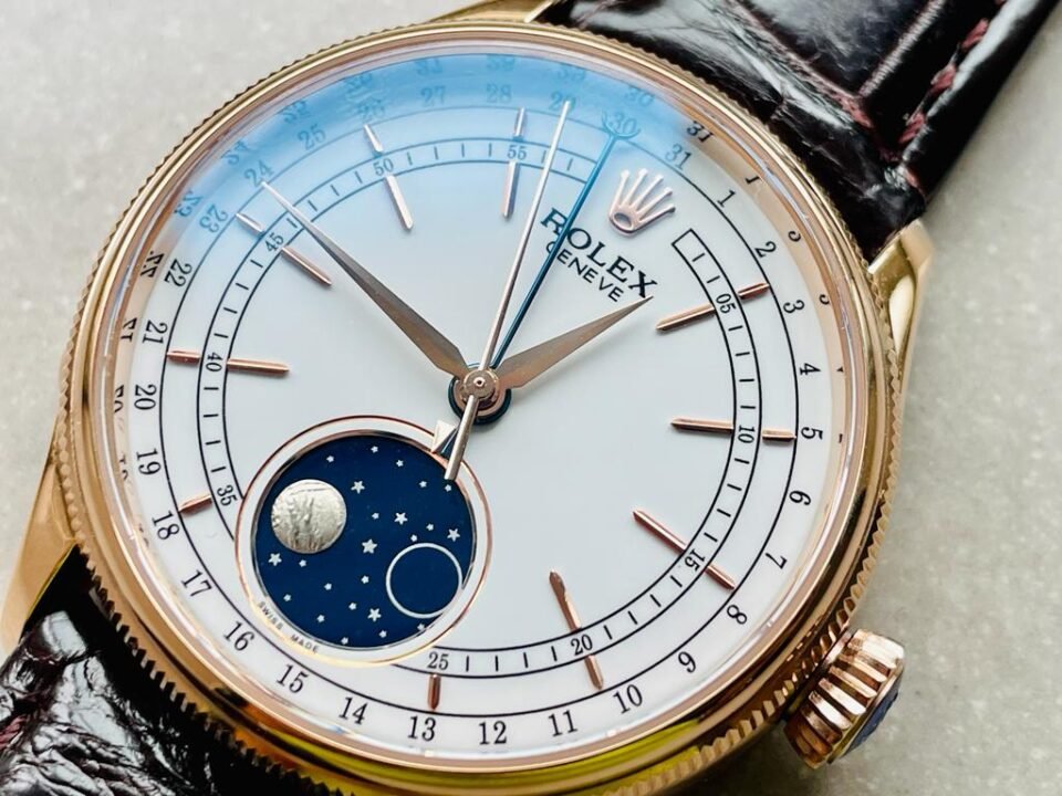 Cellini Moonphase 50535 RG White Dial on Leather Strap KZF Asia 3195 Mod - Image 10