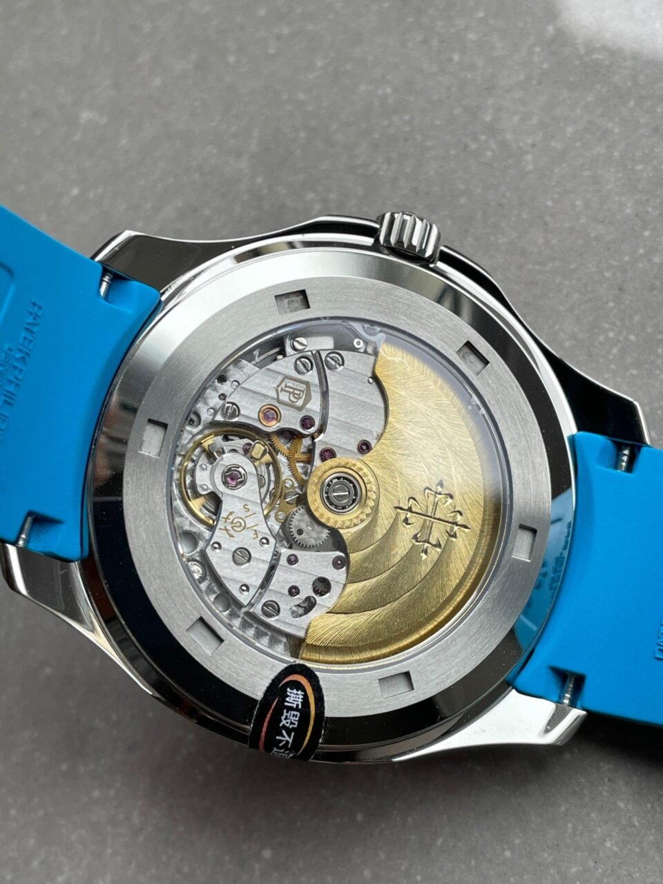 Aquanaut 5168G 42mm SS 3KF 1:1 Best Edition Black Dial on Light Blue Rubber Strap A324 V2 - Image 8