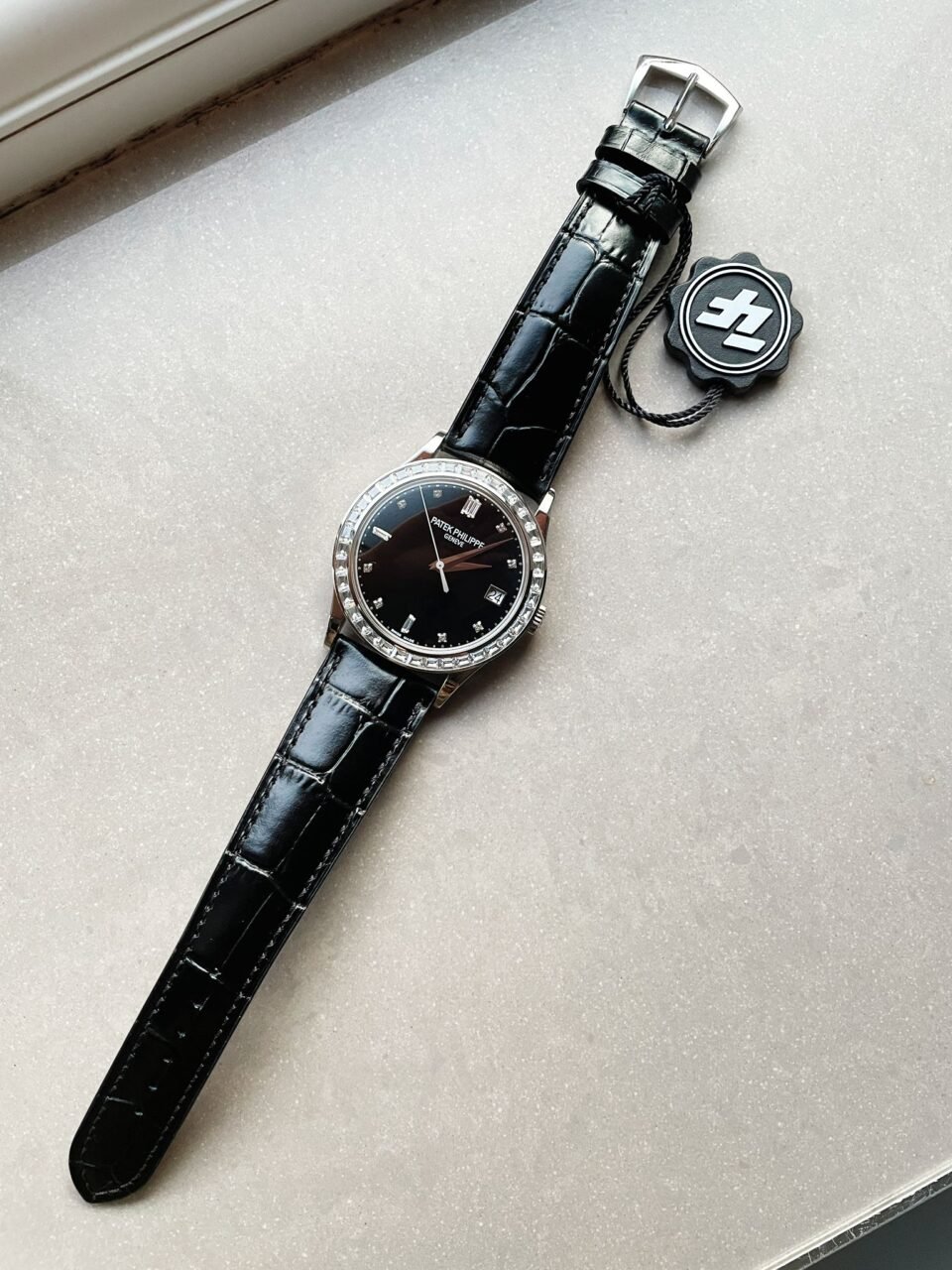 Calatrava ZF 5298p Date Sweep Seconds in Diamond Bezel Black Dial ZF factory - Image 9