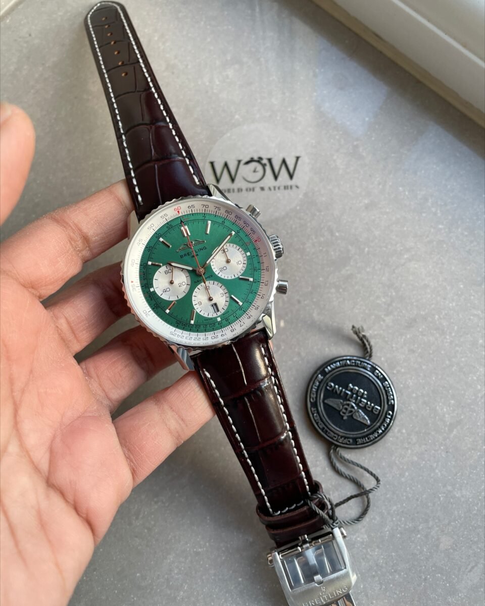 Navitimer 01 1:1 SS Green Dial on Brown leather Strap A7750 BLS Factory - Image 6