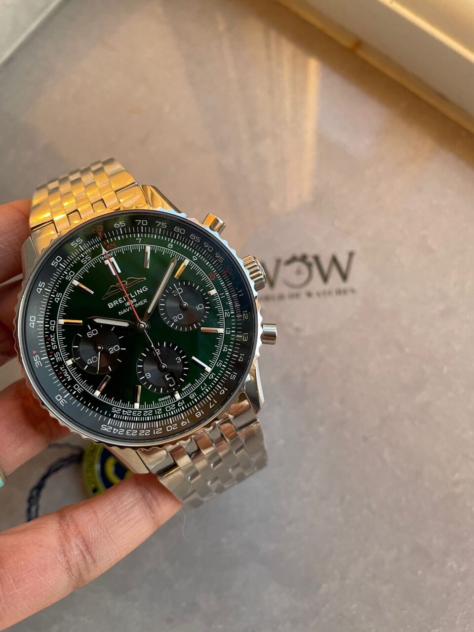 Navitimer 01 1:1 SS Green Dial on Steel Strap A7750 BLS Factory