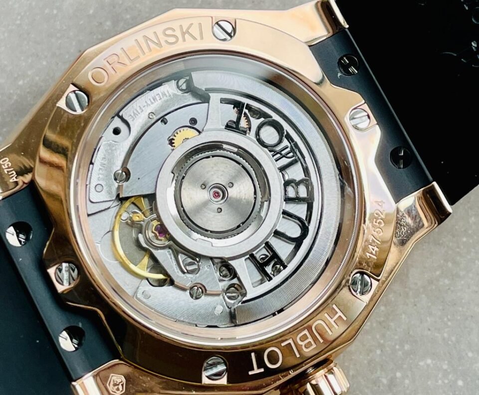 Big BangClassic Fusion Orlinski RG APSF 1:1 Best Edtion Facetd Black Dial on Black Rubber Strap A2892 to HUB1100 - Image 17