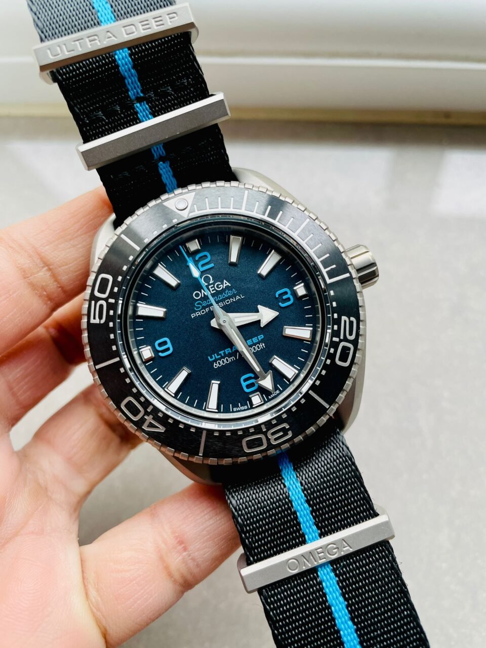 Seamaster 6000M Ultra Deep SS SBF 1:1 Best Edition Black Dial on Black Nylon Strap A8912 Super Clone - Image 6