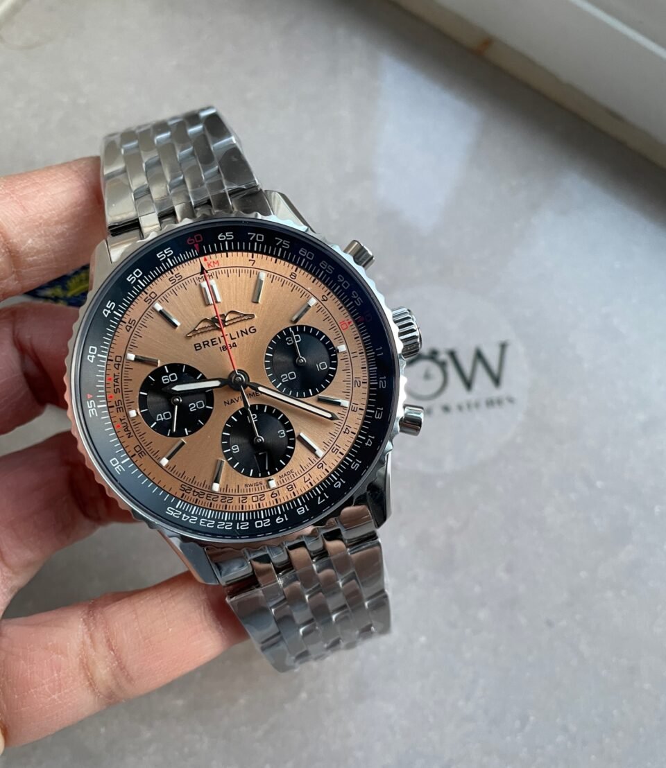 Navitimer 01 1:1 SS Salmon Dial on Steel Strap A7750 BLS Factory - Image 5