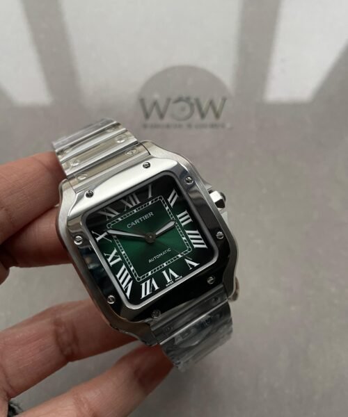 Santos de Cartier 35mm 2018 SS BVF 1:1 Best Edition Green Dial on SmartLinks Bracelet MIYOTA 9015