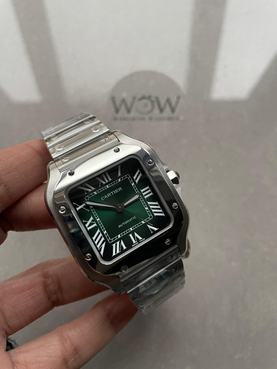Santos de Cartier 35mm 2018 SS BVF 1:1 Best Edition Green Dial on SmartLinks Bracelet MIYOTA 9015