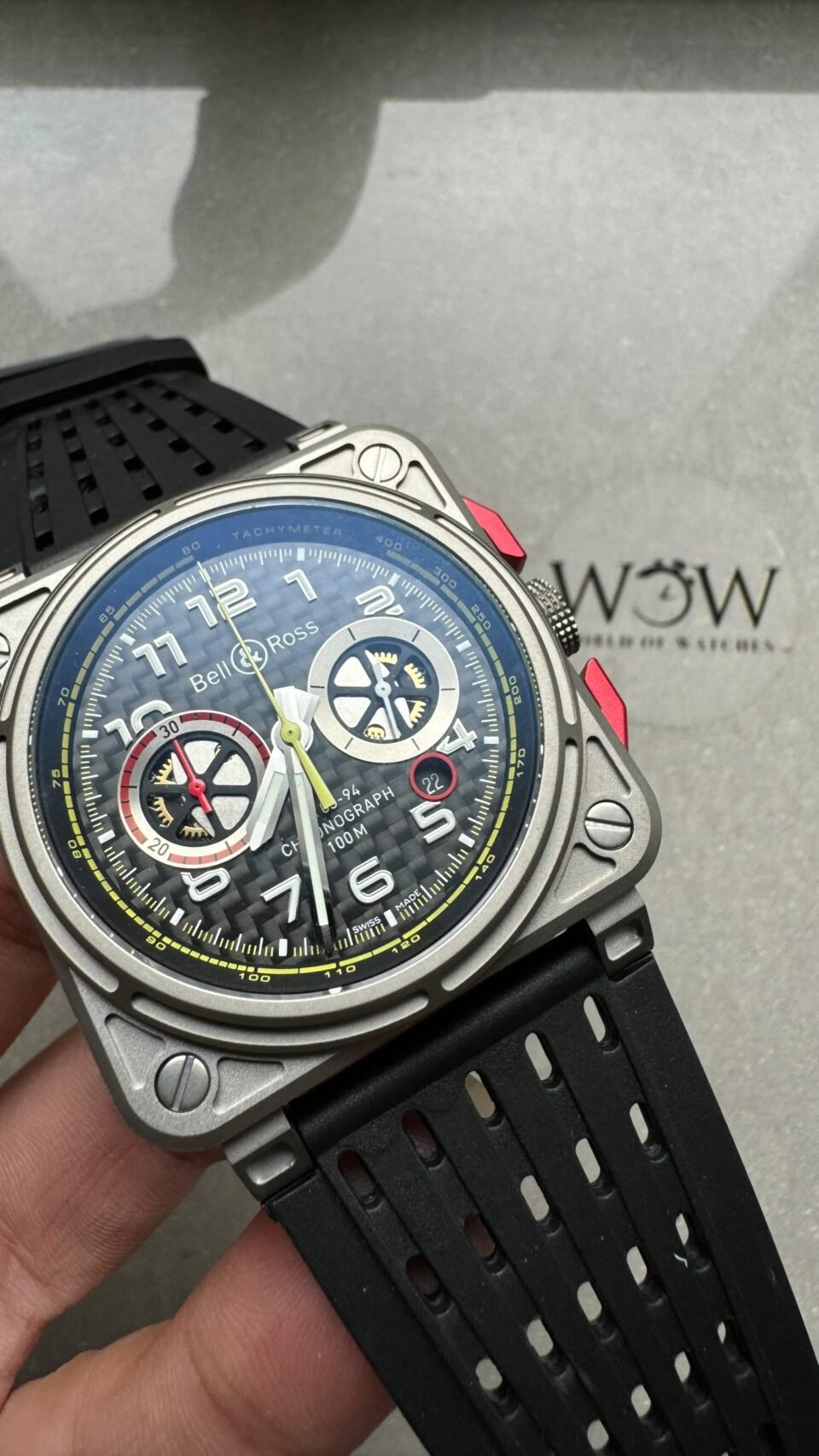 BR 03-94 Chrono Ti B12 Carbon Dial on Black Rubber Strap A7750 - Image 2