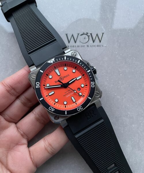 BR03-92 Diver 42mm BRF Orange Dial on Orange Rubber Strap A2824