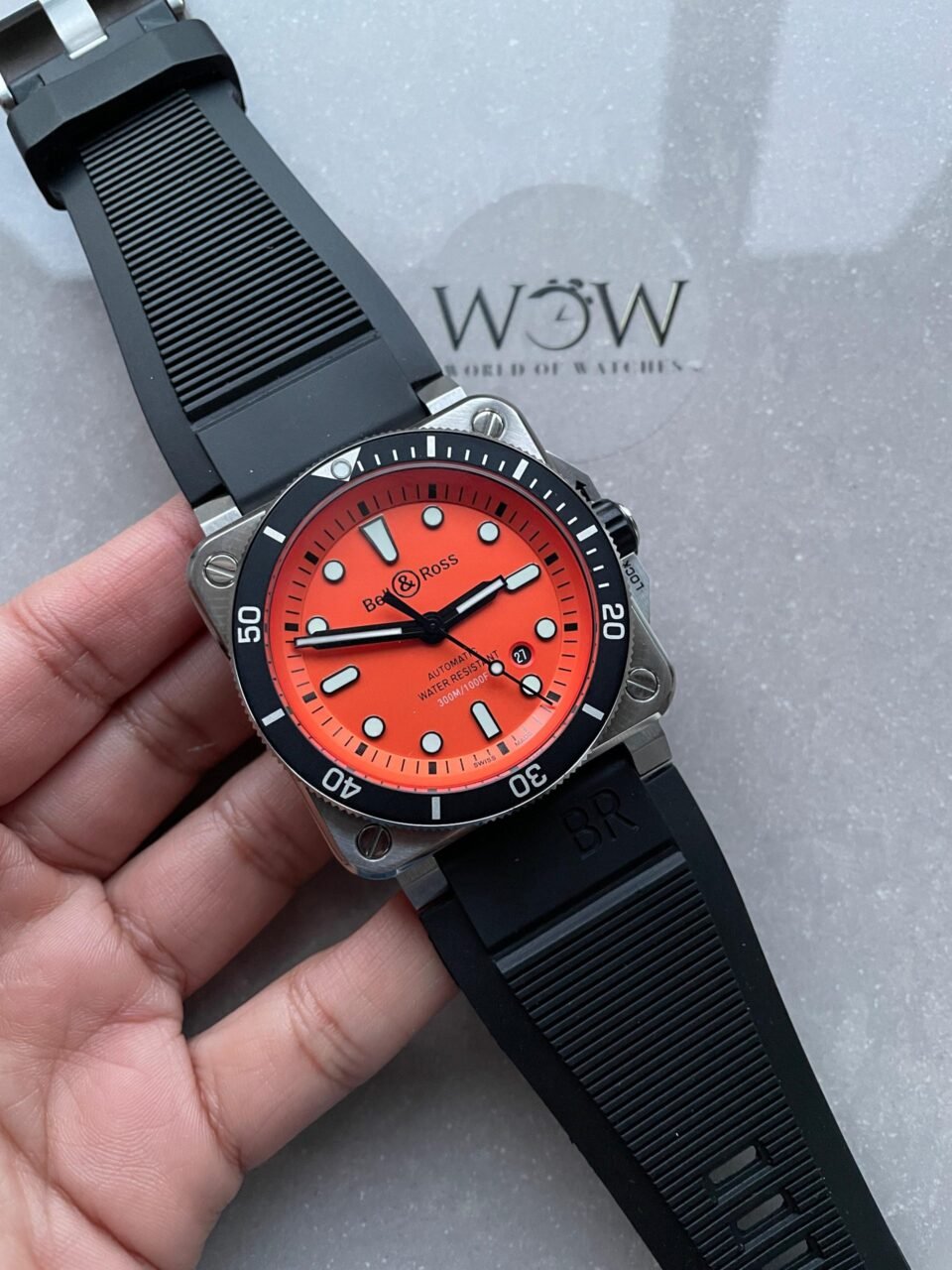 BR03-92 Diver 42mm BRF Orange Dial on Orange Rubber Strap A2824