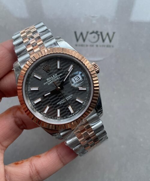Datejust 41mm 126331 904L RG/SS Fltued Bezel Pattern Motif Grey Dial Stick on RG/SS Jubilee Bracelet VSF VS3235