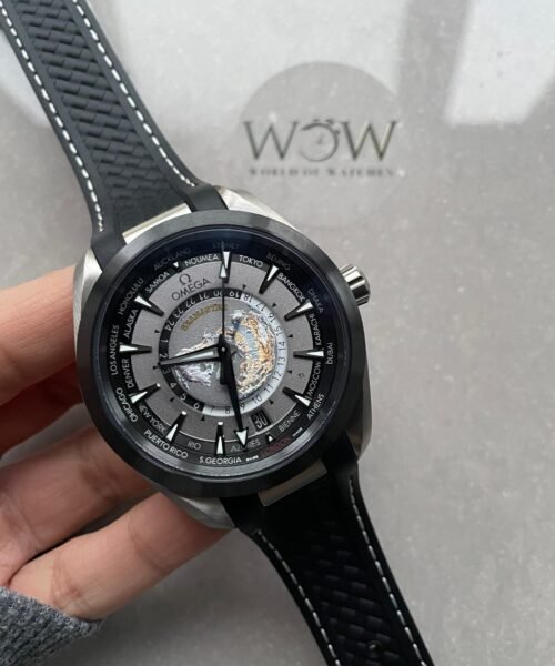 Seamaster Aqua Terra GMT Titanium Worldtimer 43mm Ti Black Dial on Rubber Strap VSF A8938