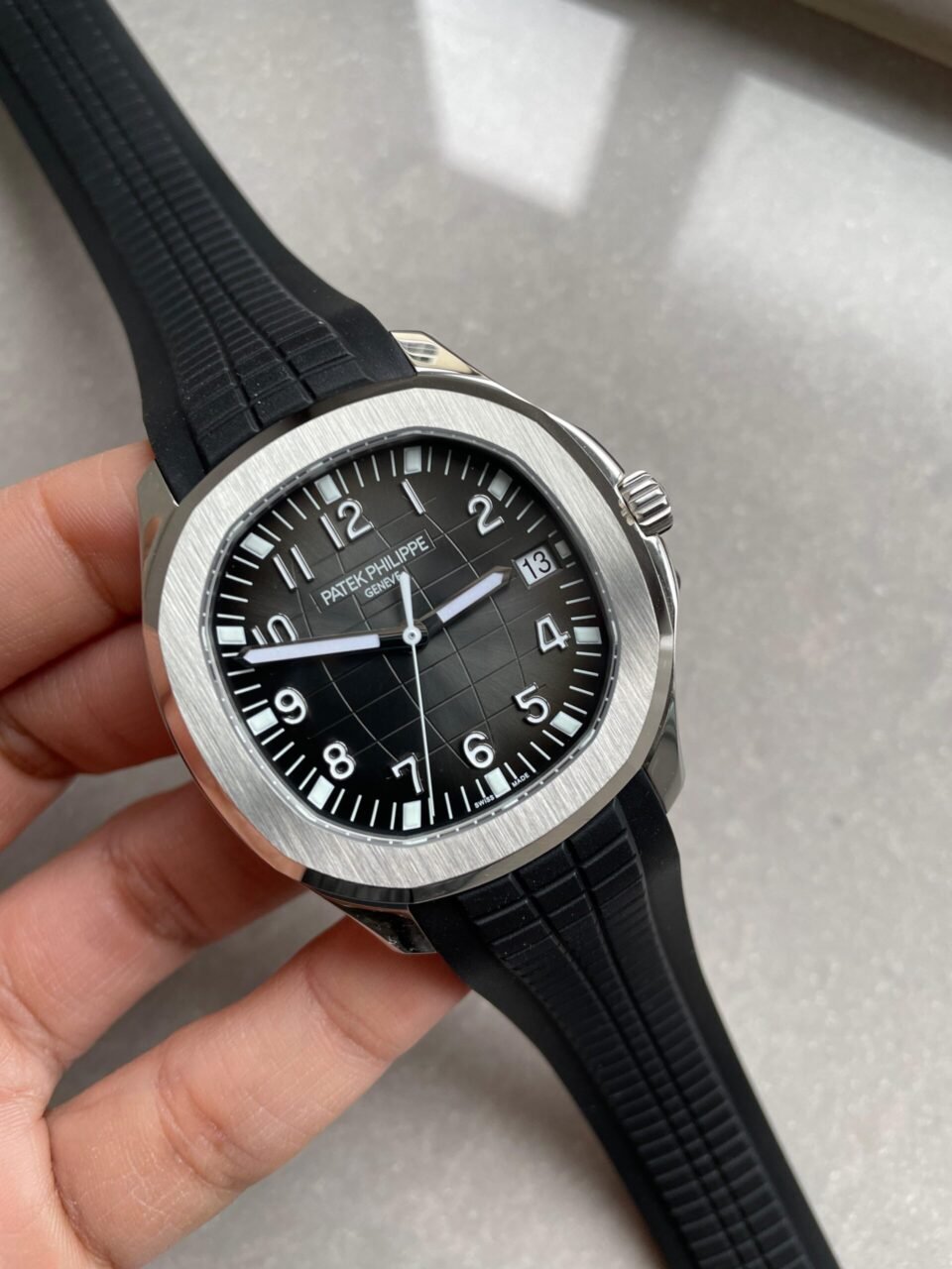 Aquanaut 5167 SS 3KF Best Edition Gray Dial on Black Rubber Strap A324 Super Clone V2 - Image 3