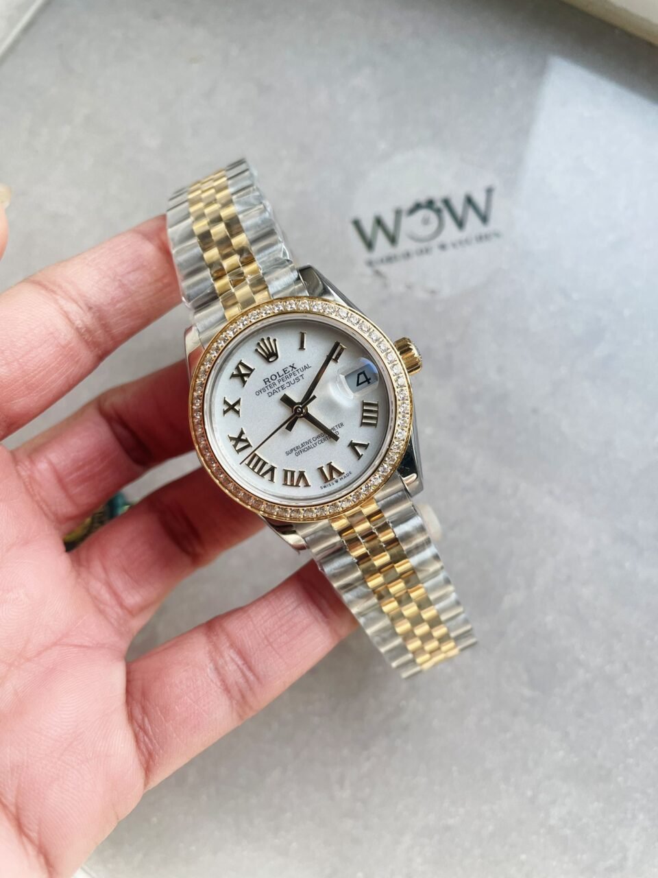 Datejust 31mm 278273 YG/SS White Dial Diamond Bezel on YG/SS Jubilee Bracelet